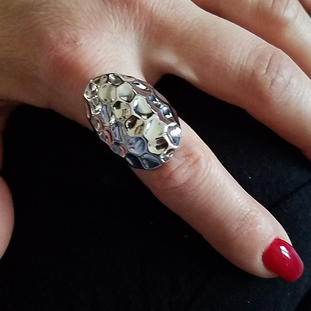 Hammered Silver Cuff Ring - image 1